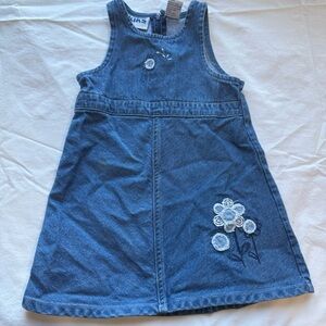 Charming Denim Blue Kids Dress with Floral Embroidery 2T